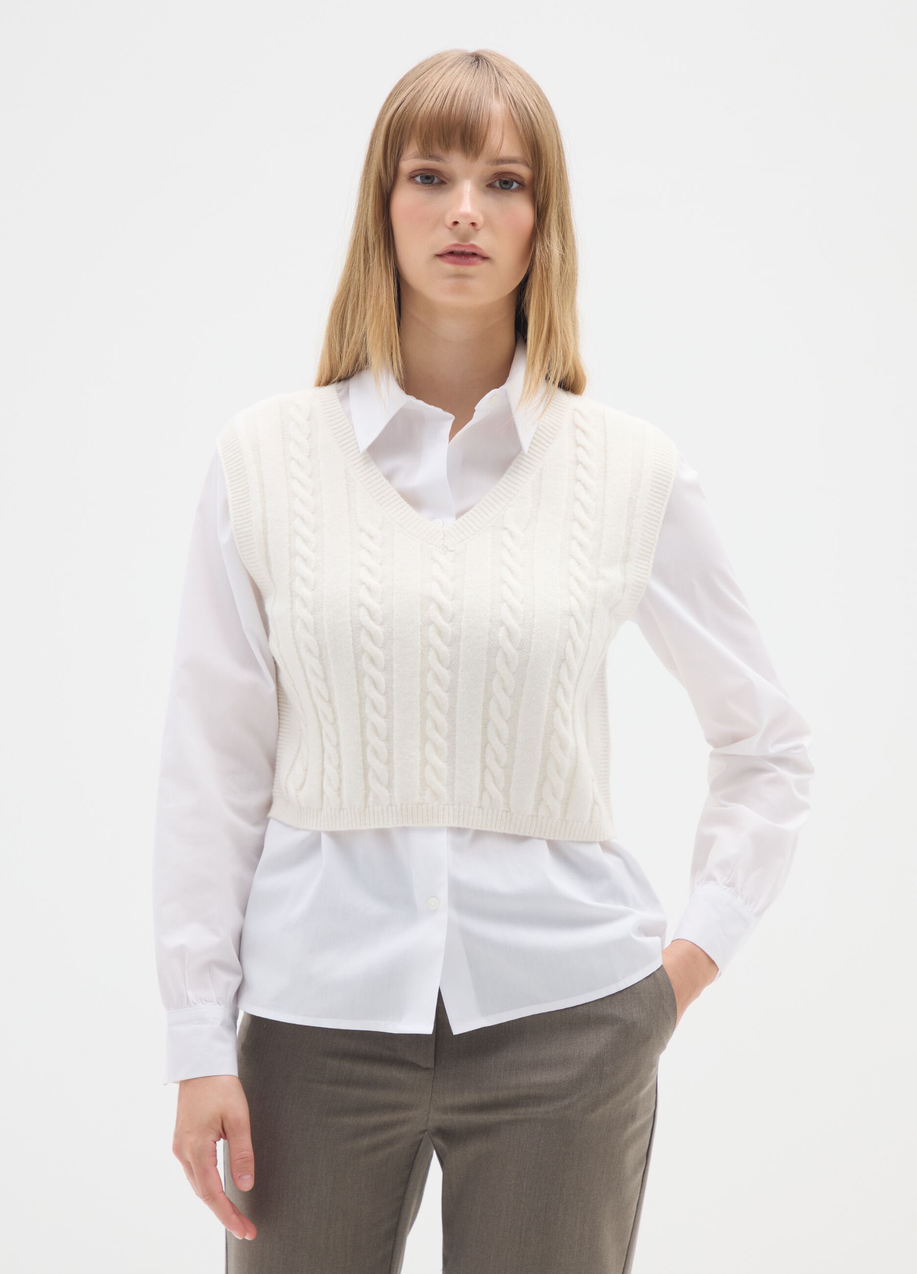 White Knitted Waistcoat
