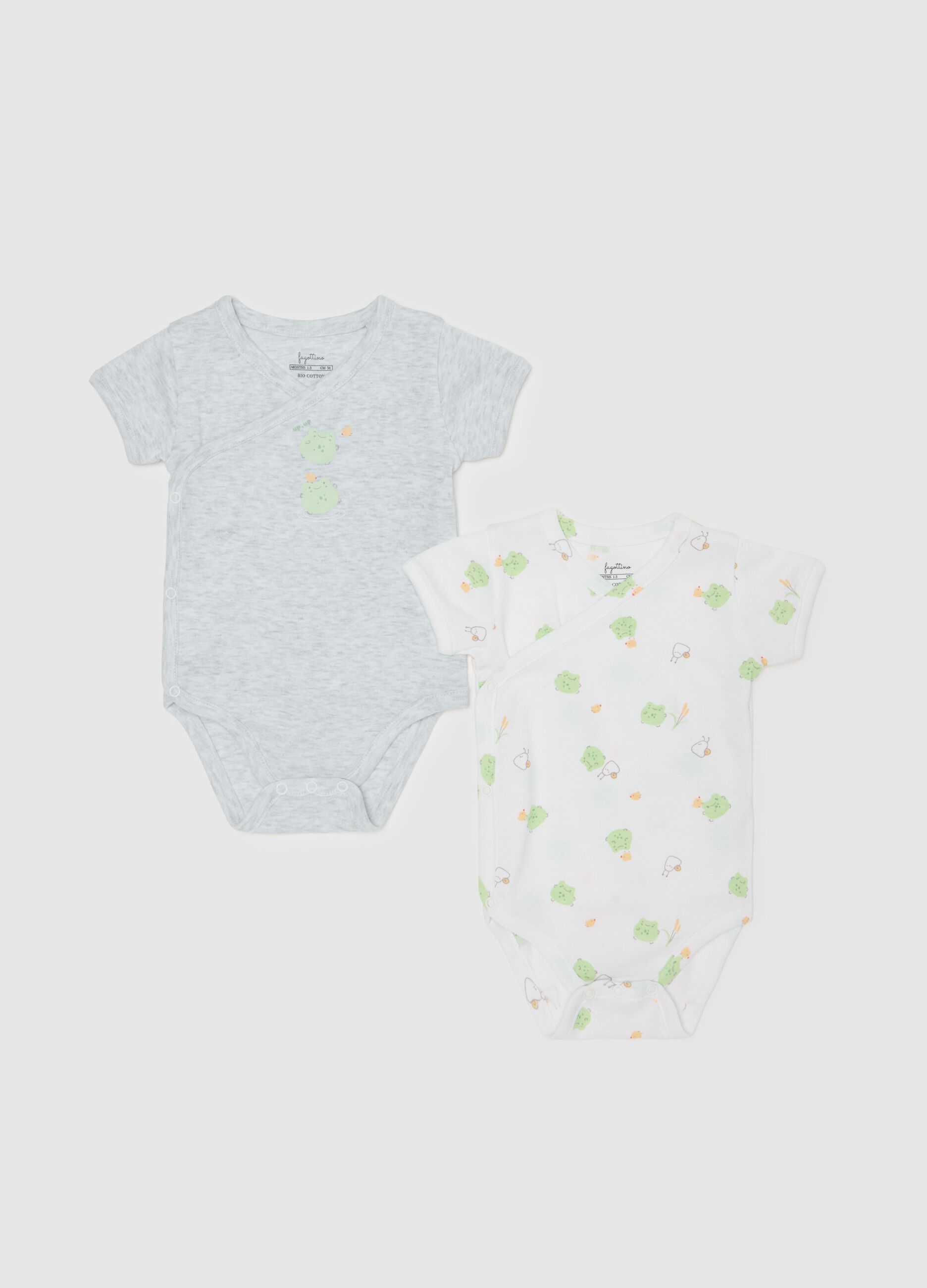 Two-pack organic cotton bodysuits with print