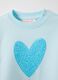 Sky blue cotton blend regular fit sweatshirt with heart for girls_2