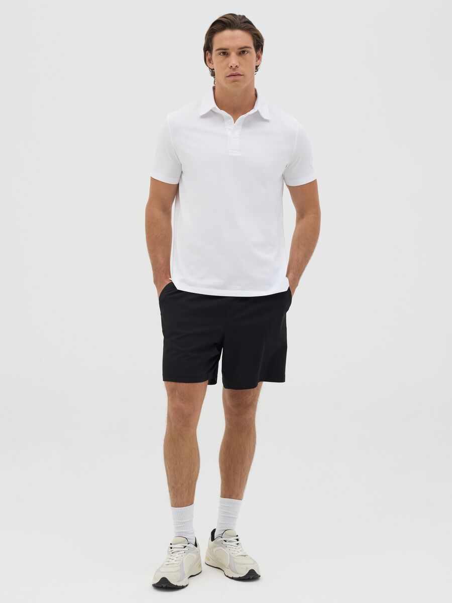 Black Bermuda joggers in stretch fabric_0