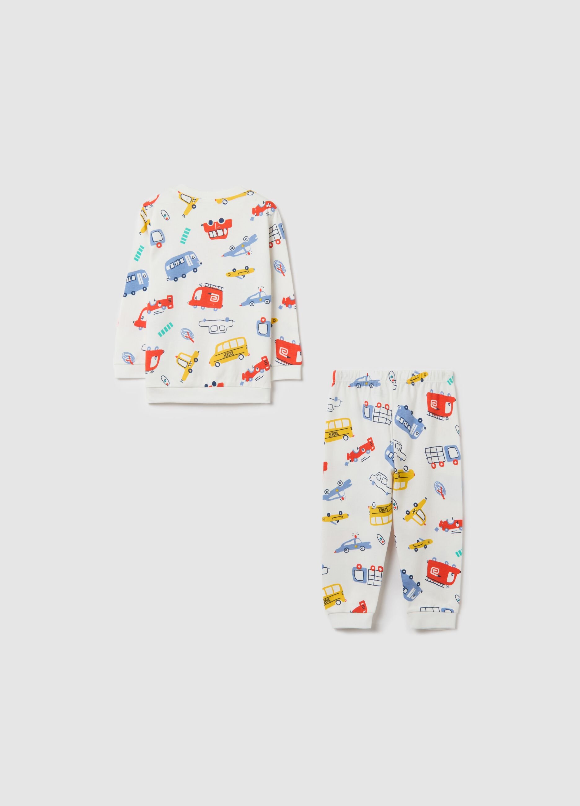 Cotton pyjamas with transportation print