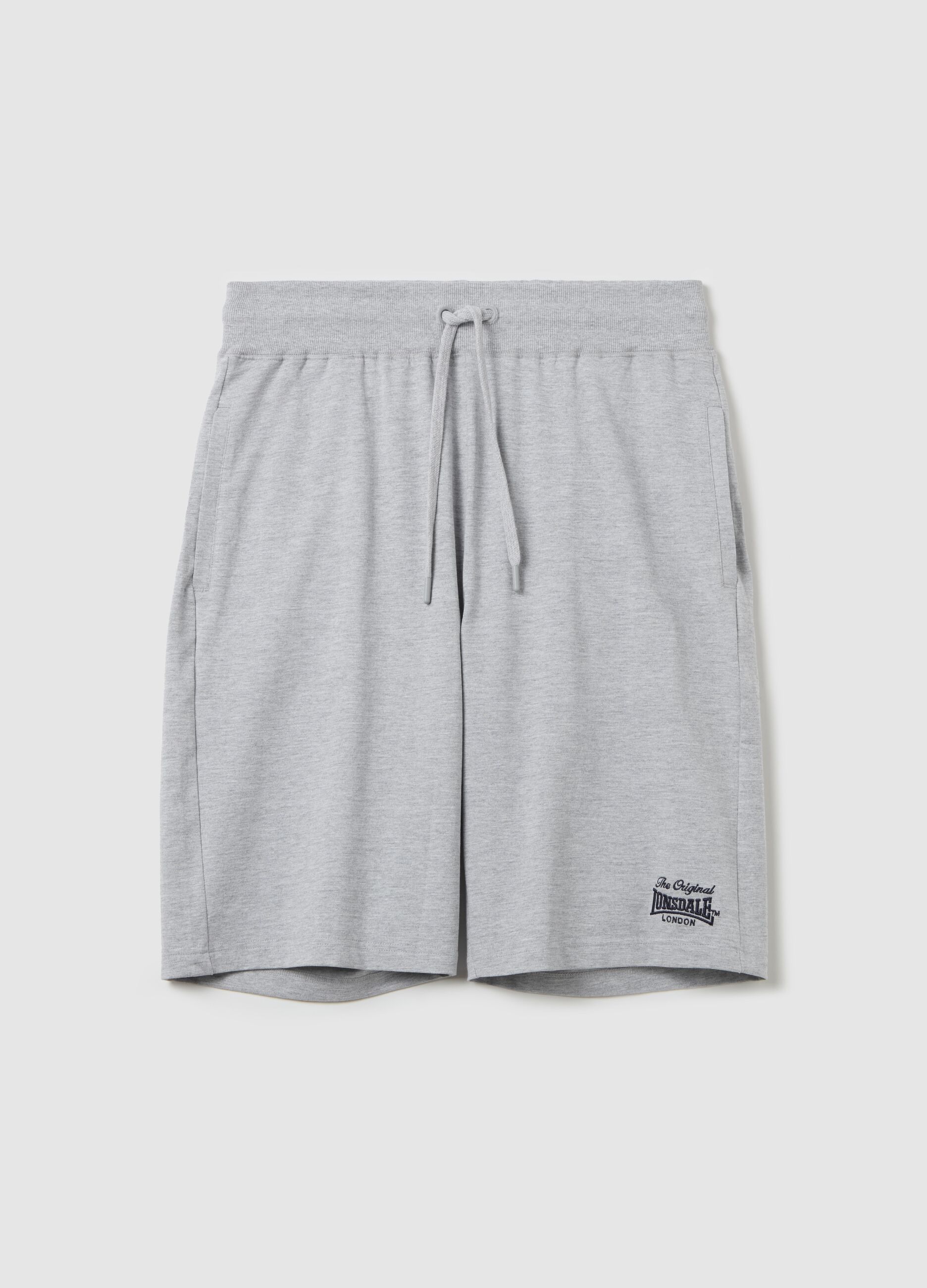 Fleece Bermuda shorts with logo embroidery