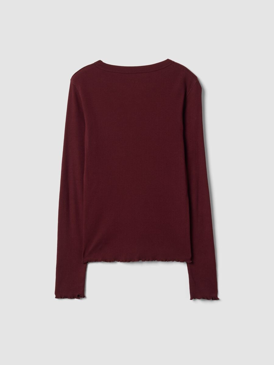 T-shirt rossa in puro cotone a maniche lunghe girocollo regular fit_6