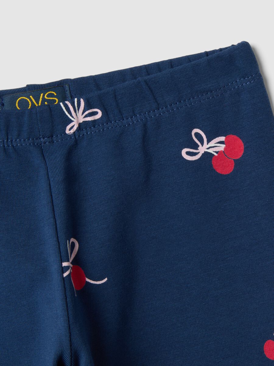 Leggings in cotone elasticizzato blu da bambina slim fit con disegni_3