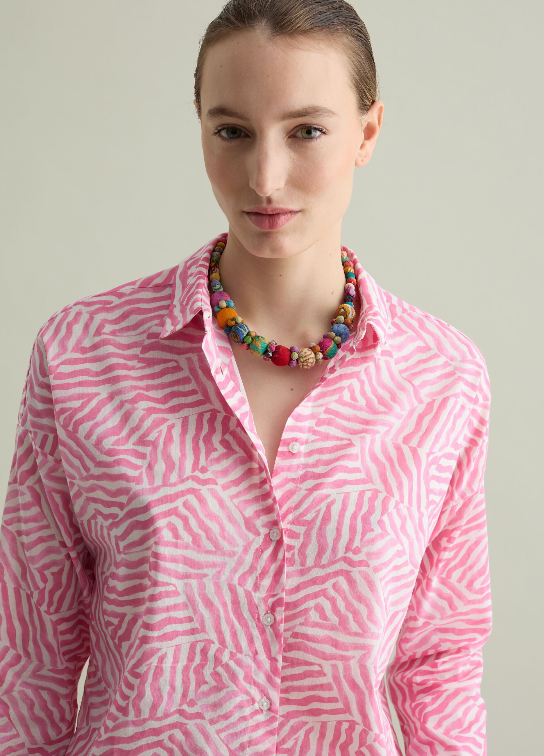 Camicia in cotone con stampa fantasia