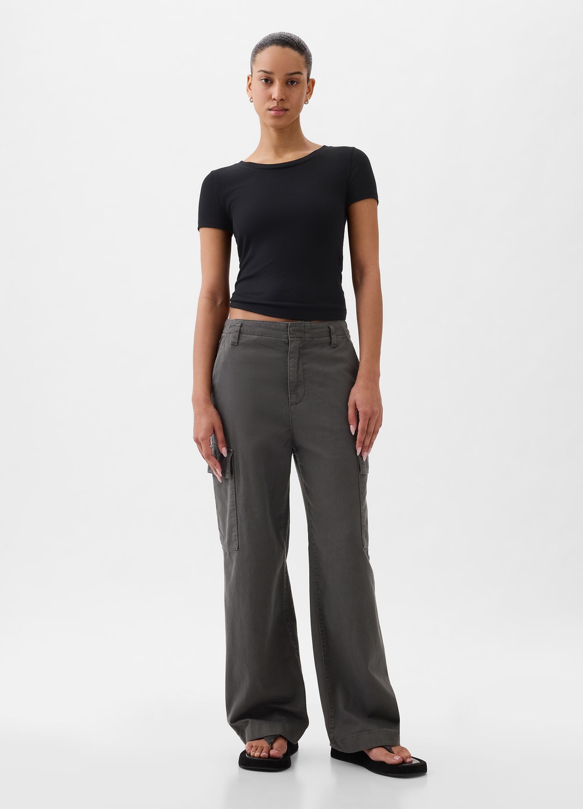 Pantaloni cargo loose fit in cotone