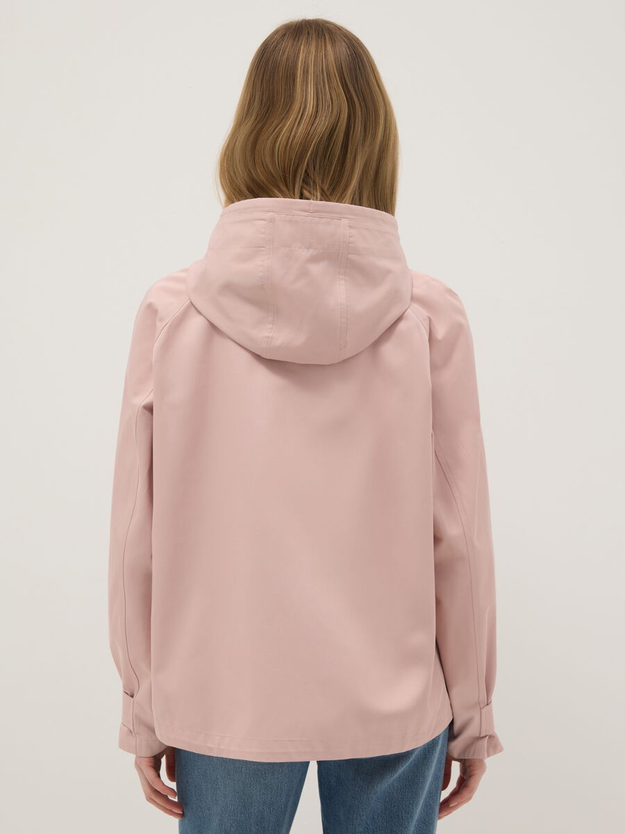 Pink Regular Fit Cotton Blend Jacket with Zip and Hood_2