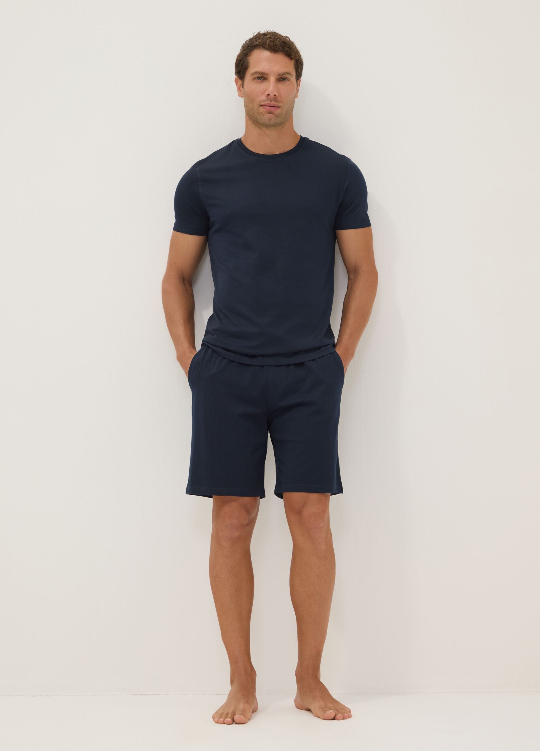 Blue organic cotton pyjama shorts
