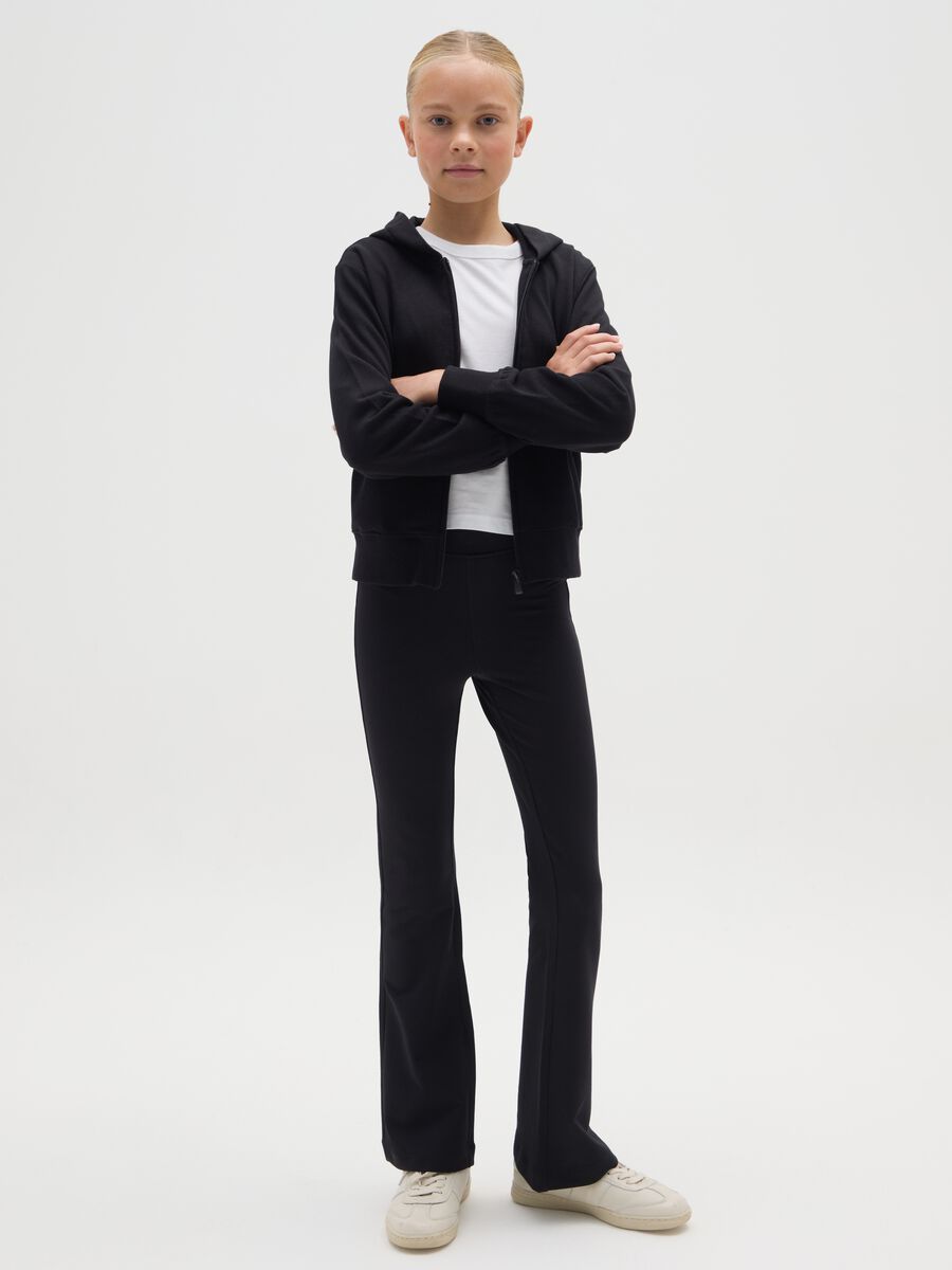 Leggings da ragazze in cotone elasticizzato nero slim fit_1