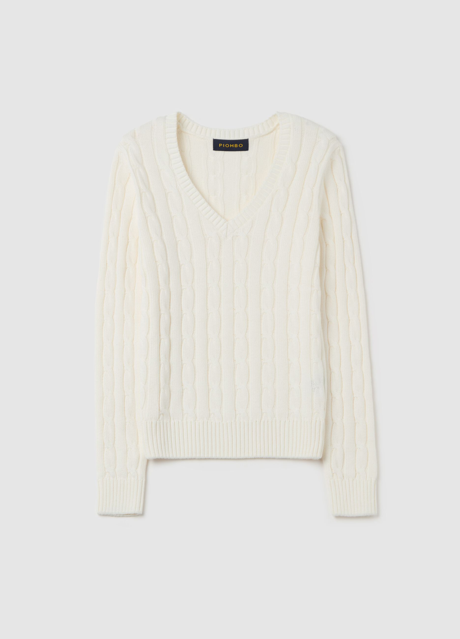 Pullover a trecce con scollo a V