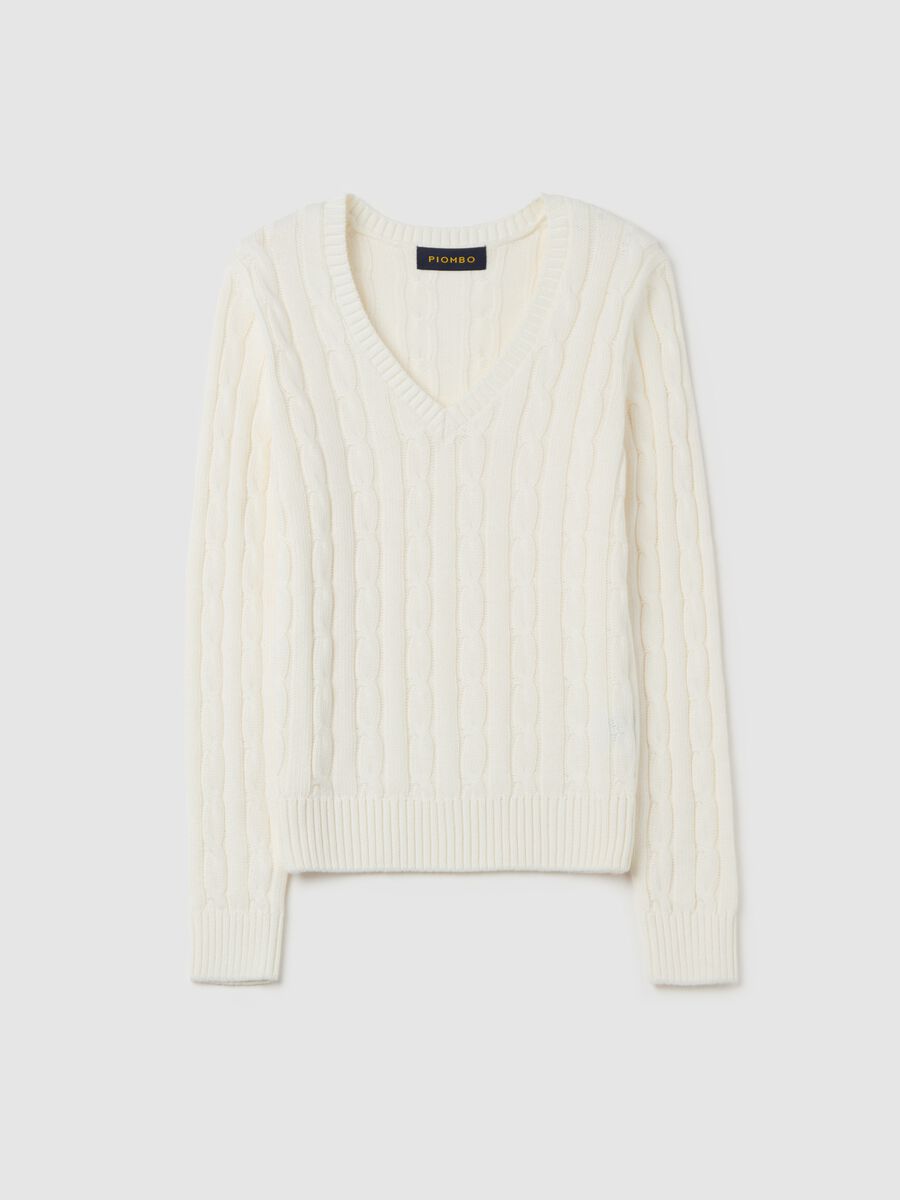 Cable-knit pullover with V neck_4