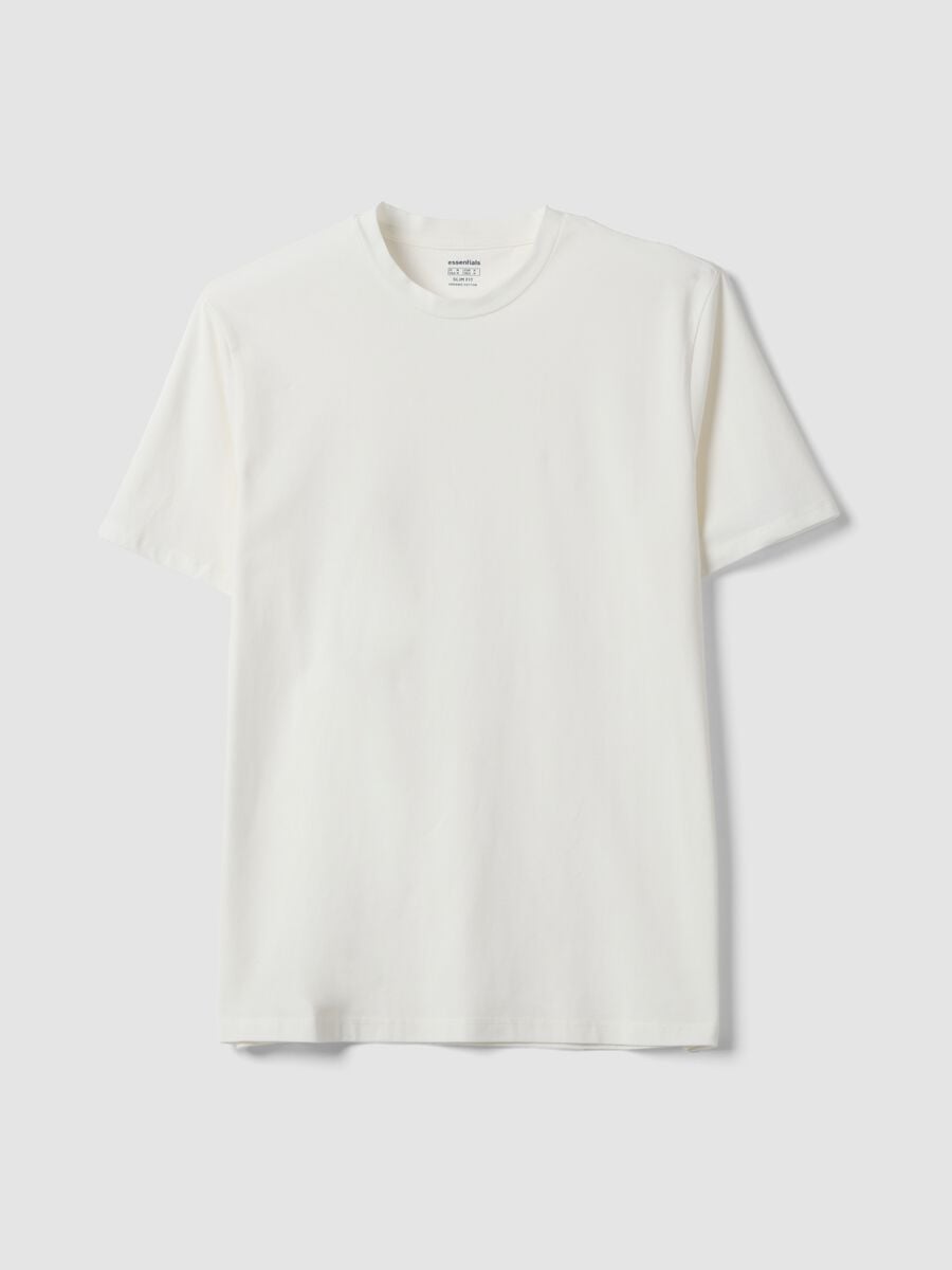 White organic cotton slim-fit short-sleeve T-shirt_0