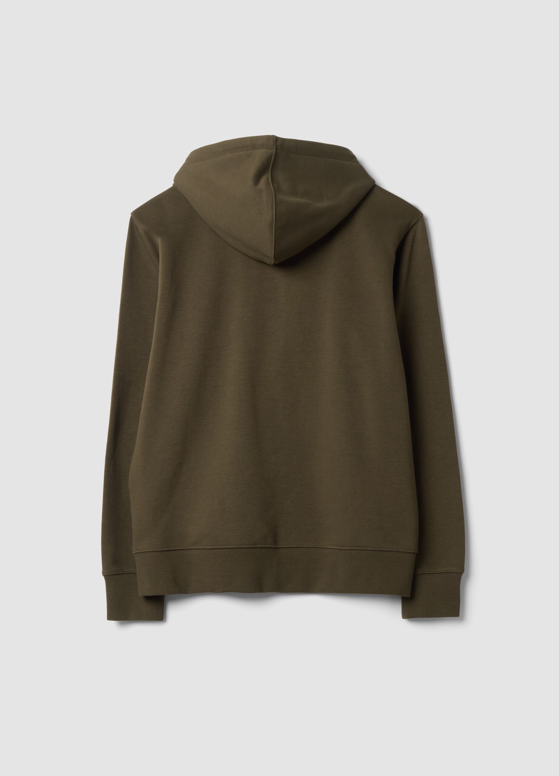 Brown cotton-blend hoodie sweatshirt with crew neck