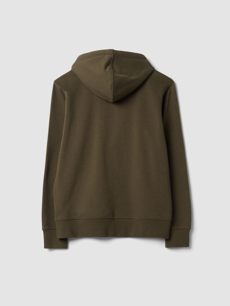 Felpa marrone in misto cotone con cappuccio e girocollo_2