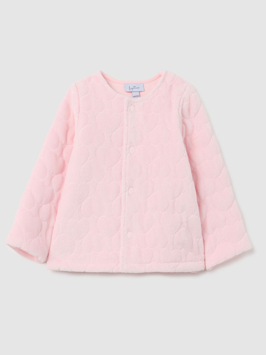 Pink cotton baby jacket with snap closure_0