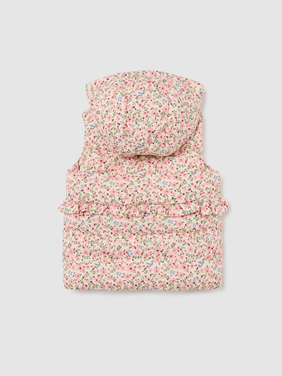 Multicolour padded girl's vest, regular fit with flowers_1
