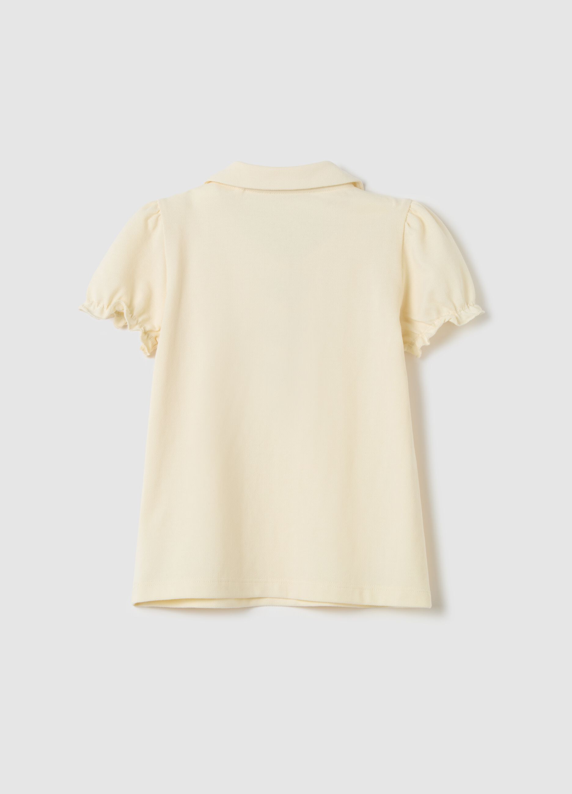 Polo shirt in piquet with puff sleeves