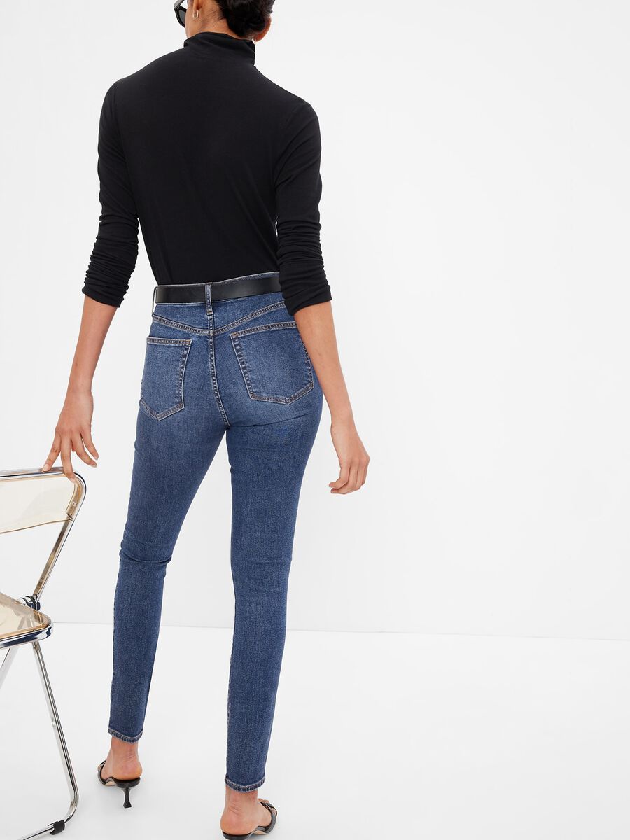 High-waisted skinny-fit jeans with worn look_1