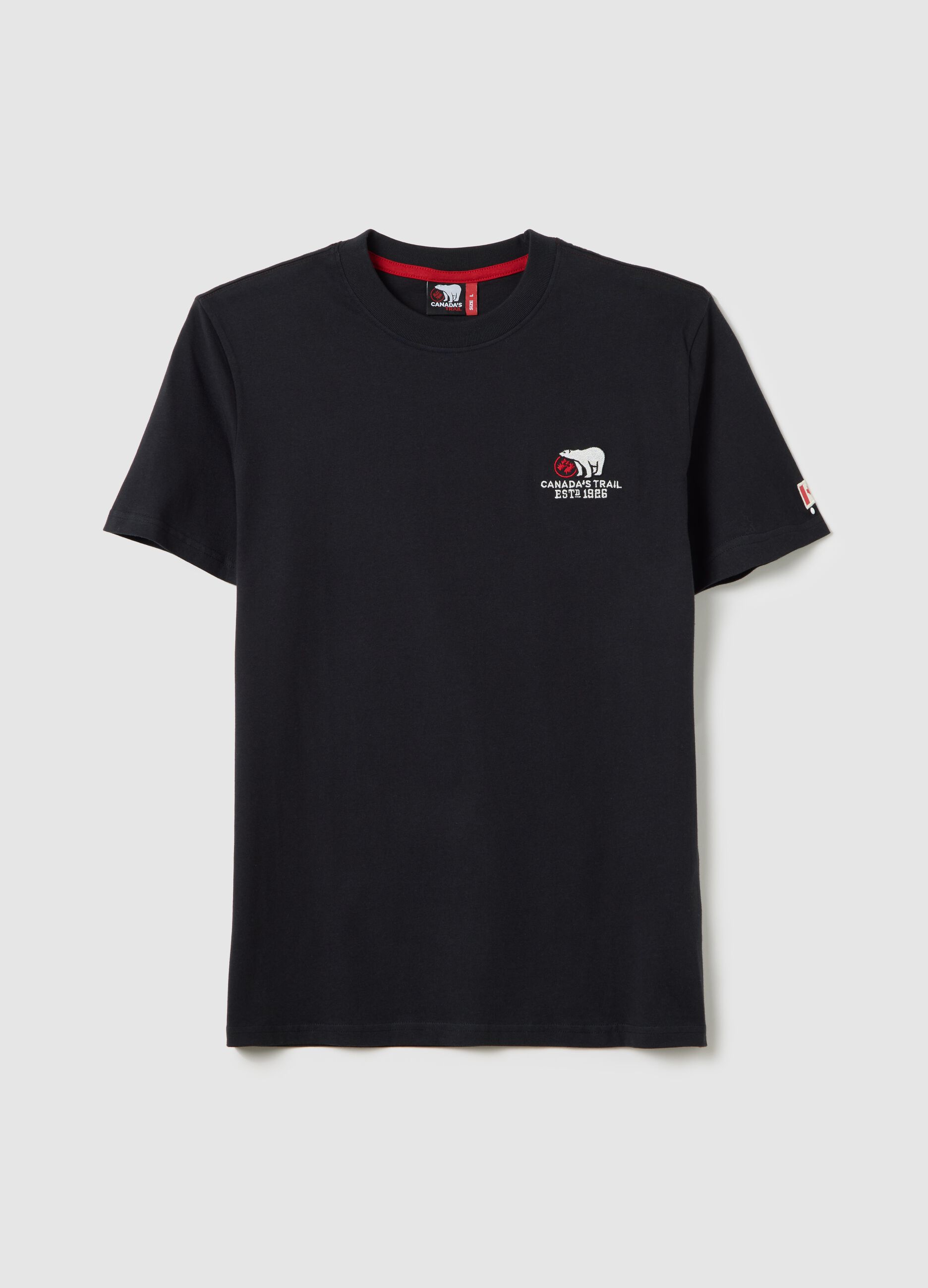 T-shirt nera a maniche corte Canada's Trail