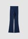 Blue flared leggings in stretch organic cotton for girls_4