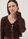 Brown pure cotton regular fit knitted deep V cardigan_3