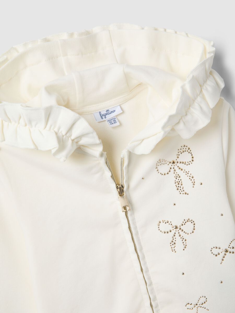 Beige stretch cotton hoodie and zip jacket for girls_2