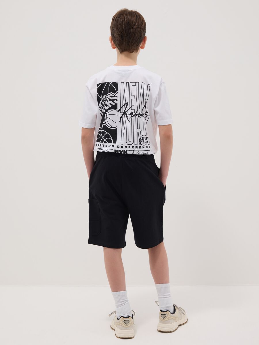 Boys' Oversized Fit Black Pure Cotton Cargo Shorts_2