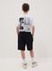 Boys' Oversized Fit Black Pure Cotton Cargo Shorts_2
