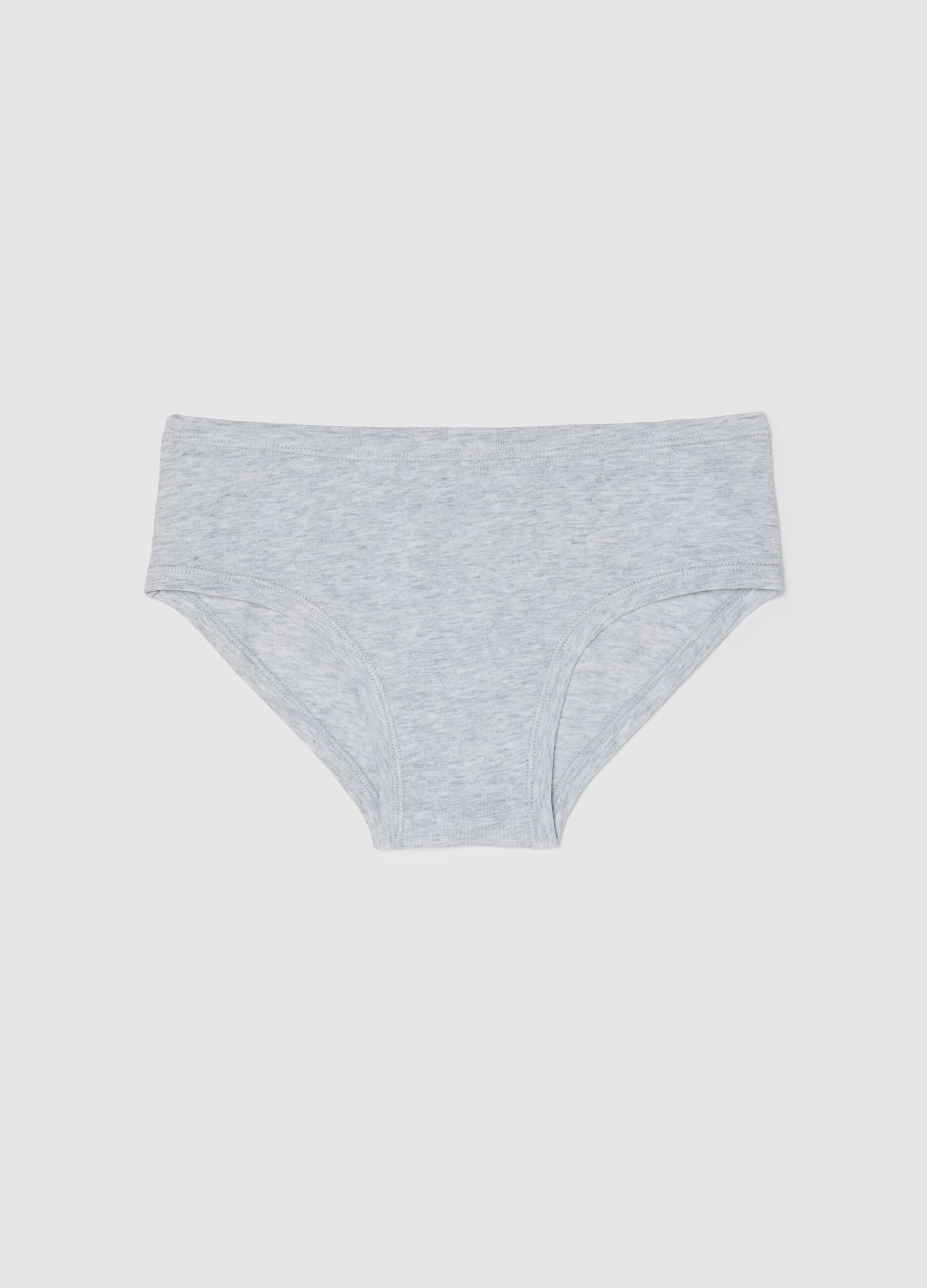 Grey stretch cotton regular fit girl's briefs