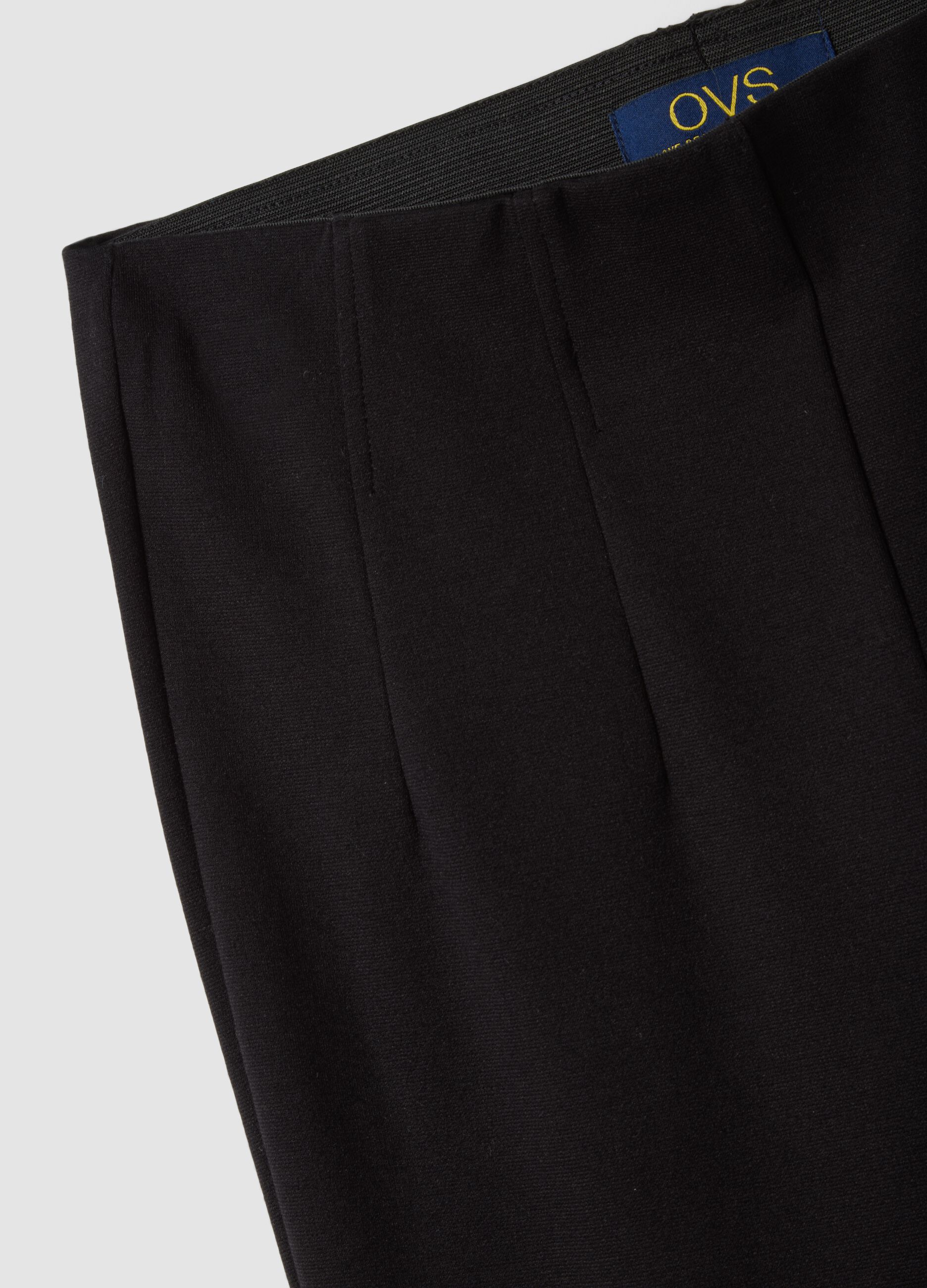 Leggings neri in punto Milano di viscosa elasticizzata slim fit