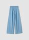 Light blue pure cotton denim wide-leg trousers for girls_4