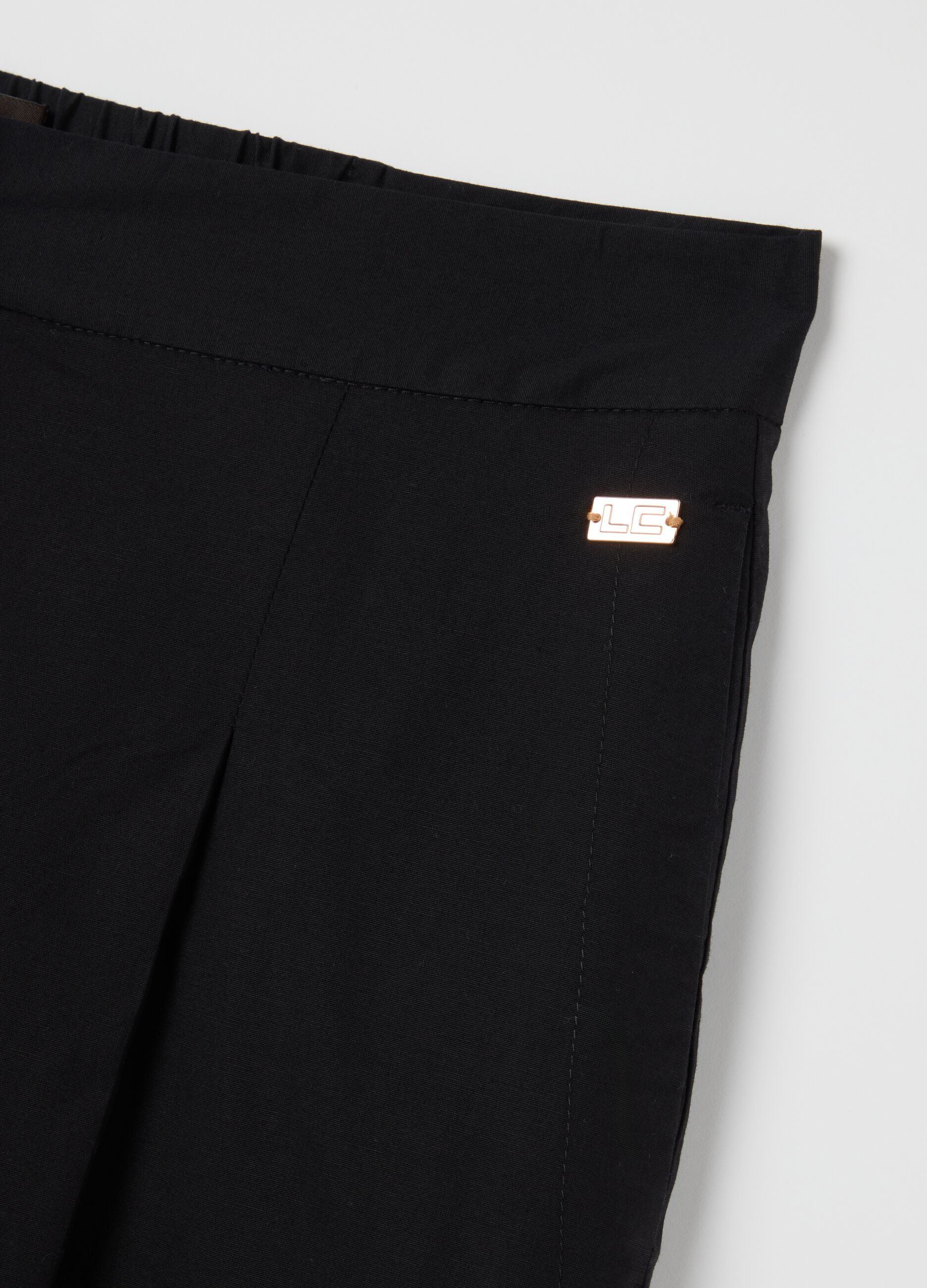 Women's black stretch cotton culottes