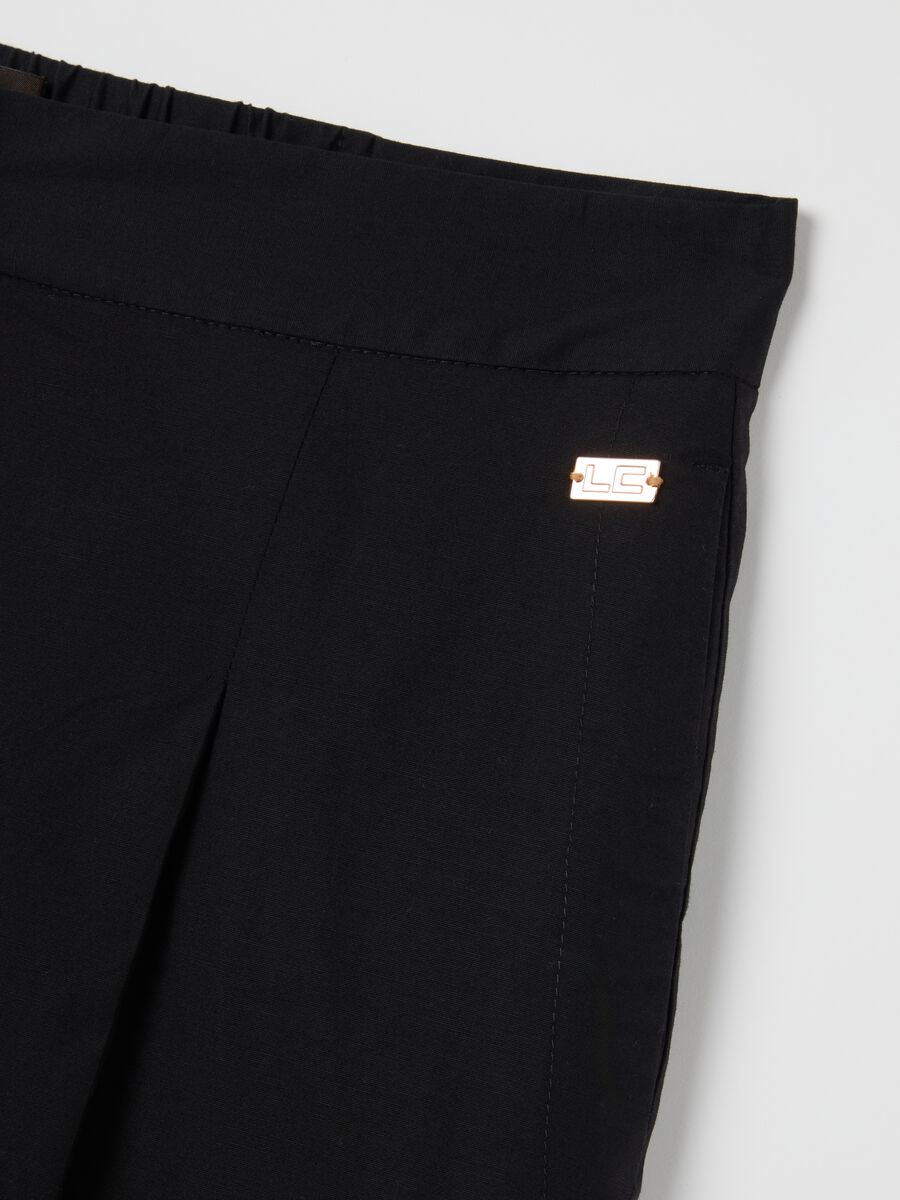 Women's black stretch cotton culottes_5