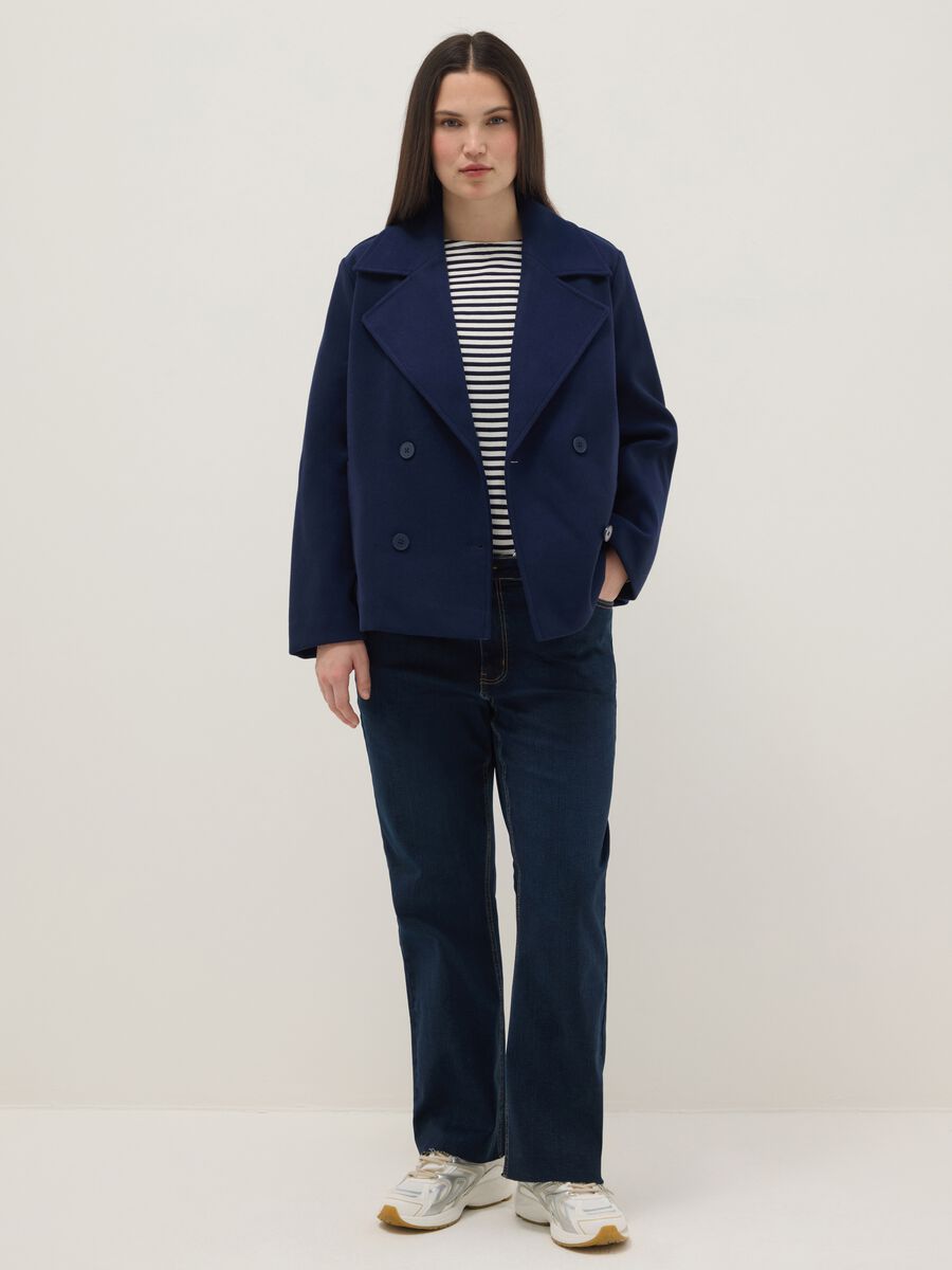 Blue Double-breasted Jacket, Regular Fit_1