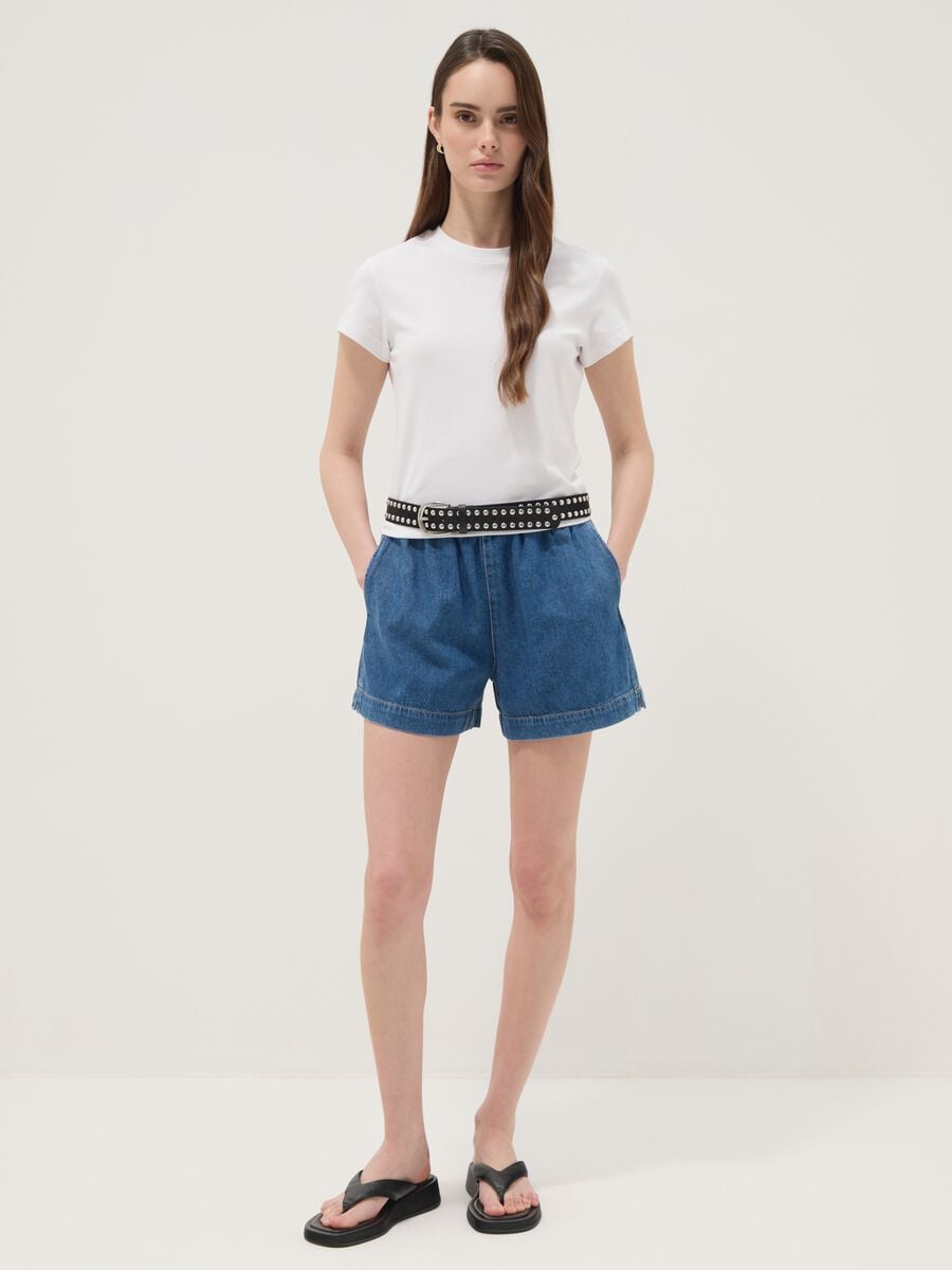 Blue pure cotton denim shorts_0