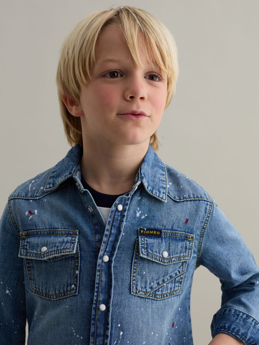 Cowboy shirt with paint-effect splashes_2