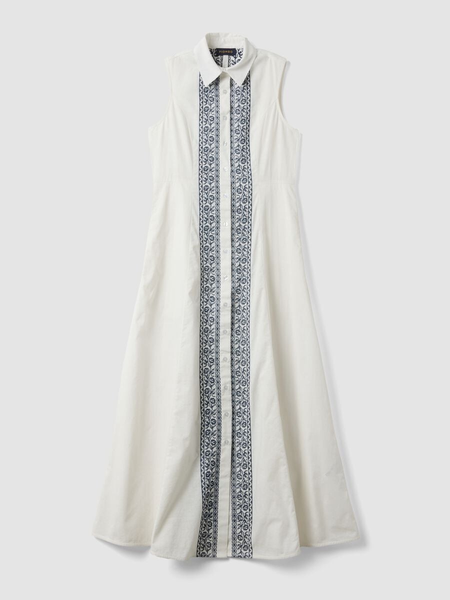 White pure cotton shirt dress_4