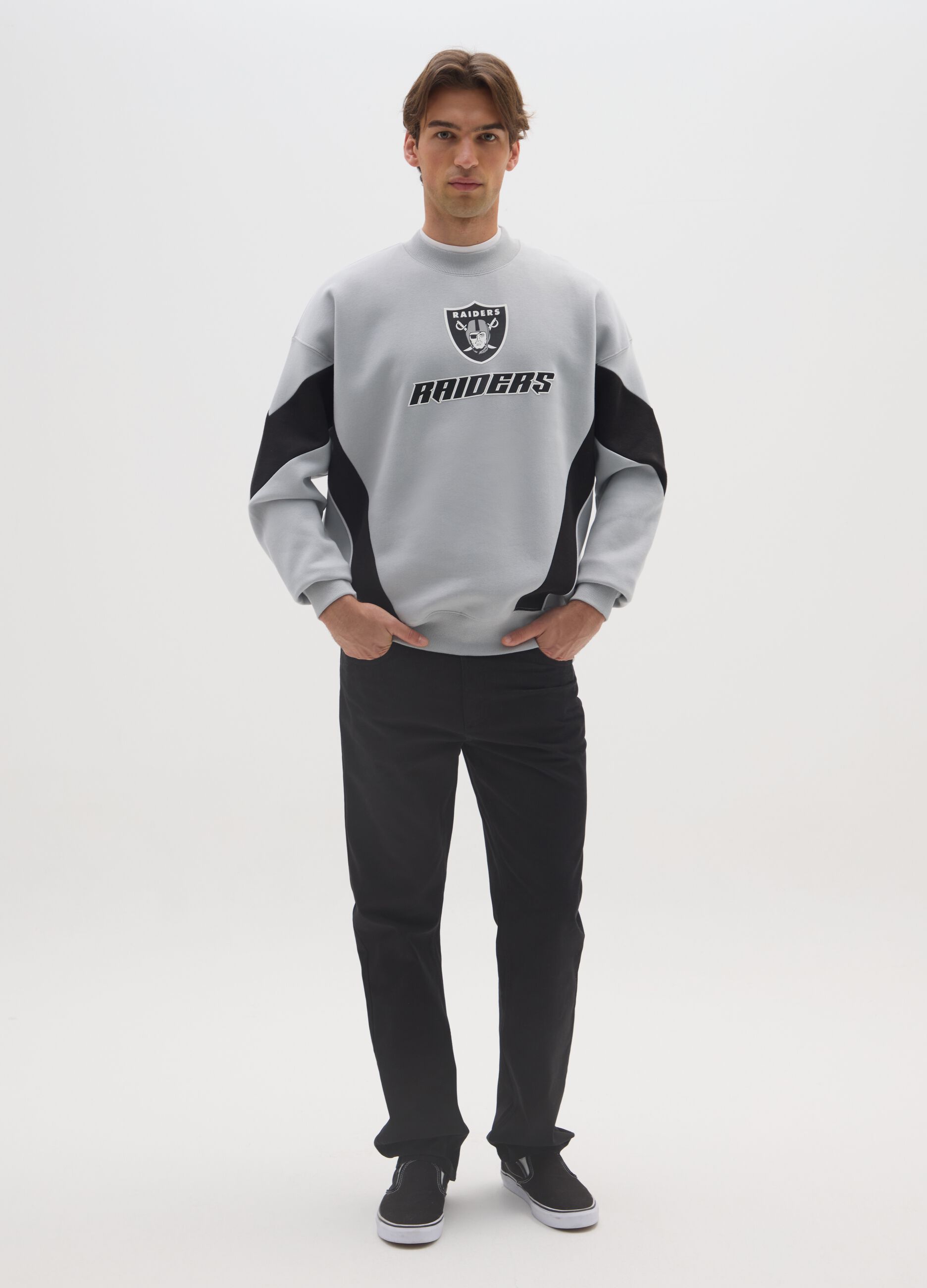 Grey cotton blend sweatshirt with Raiders print