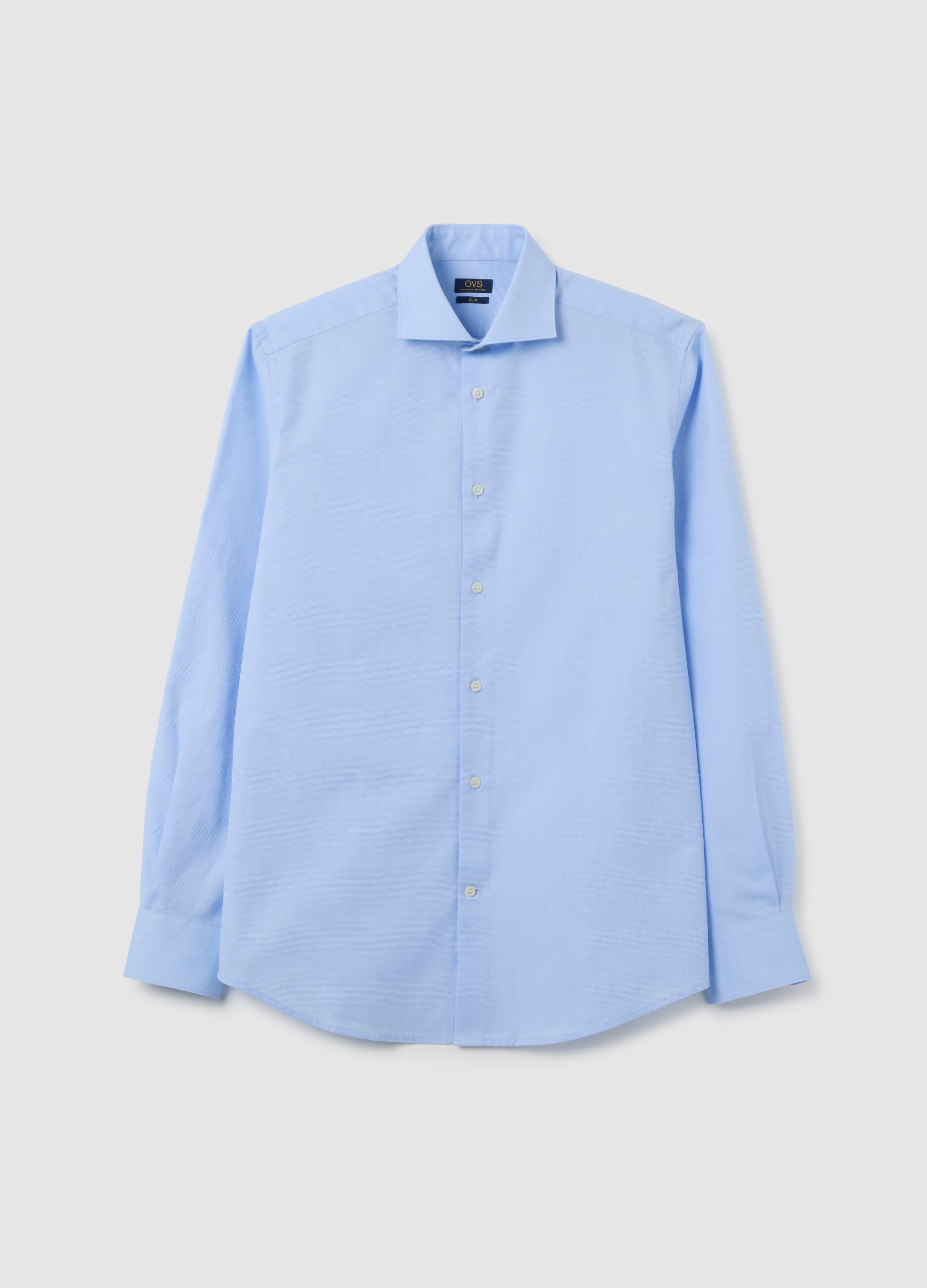 Men's slim fit light blue pure cotton shirt