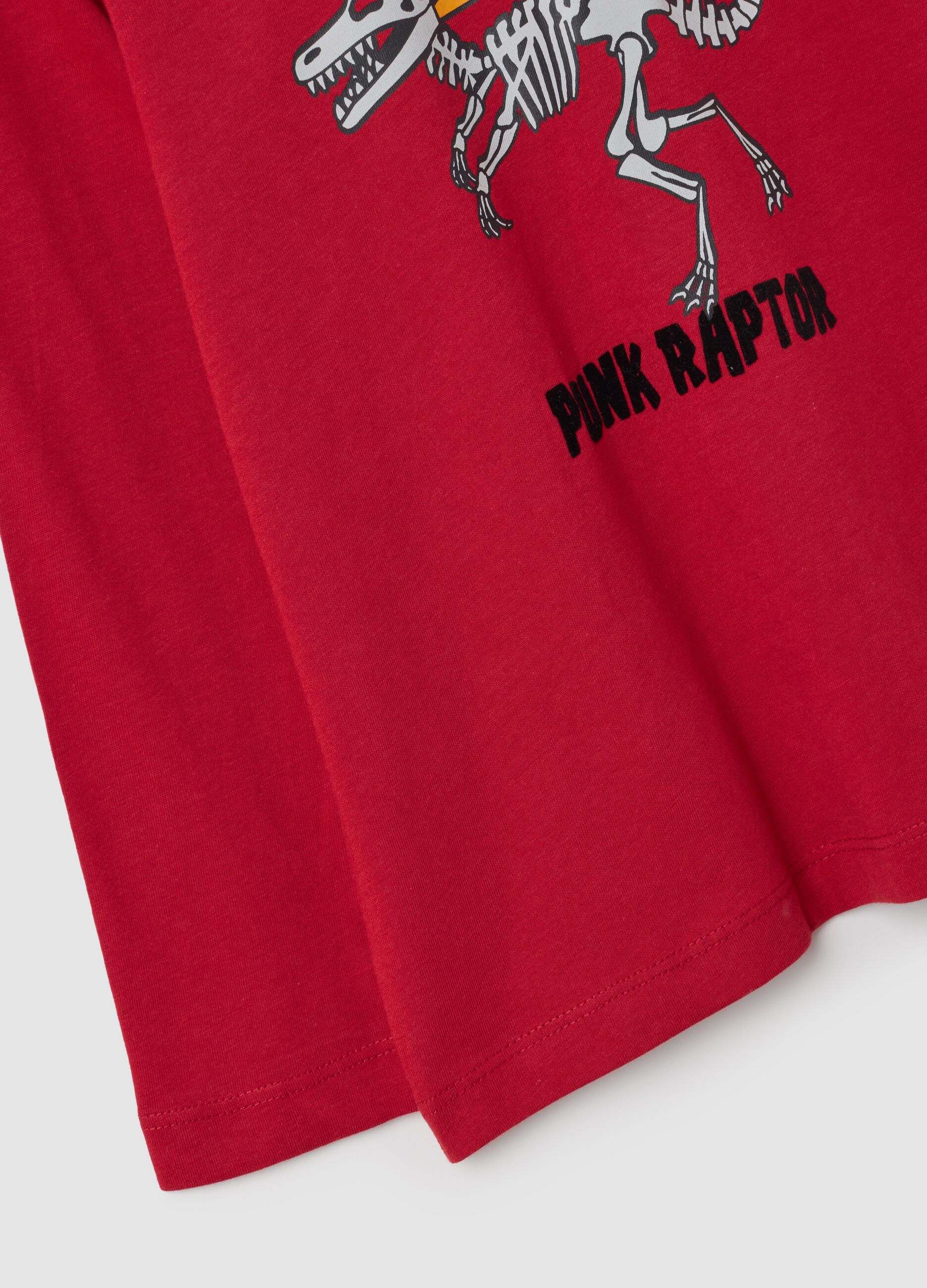 T-shirt da bambino in puro cotone rosso regular fit con stampa