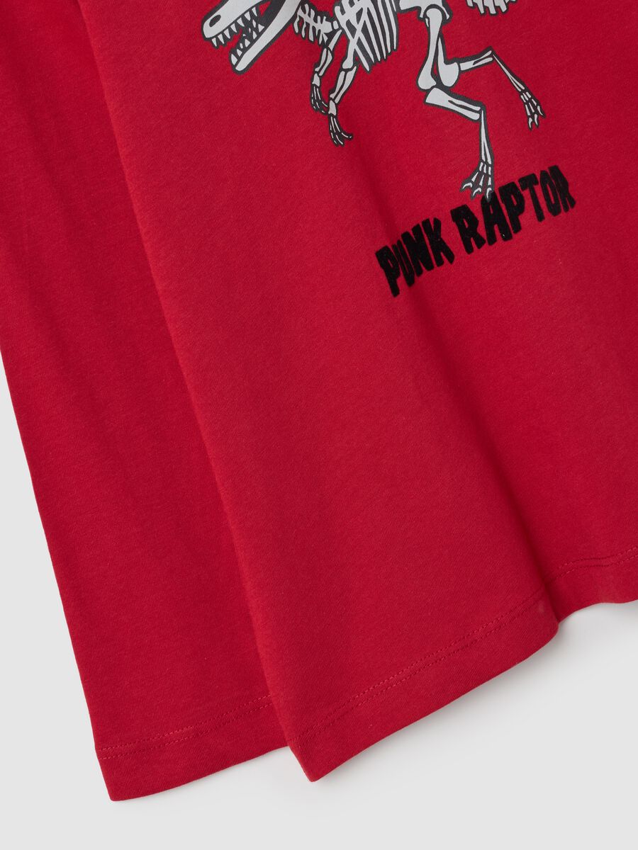 T-shirt da bambino in puro cotone rosso regular fit con stampa_2