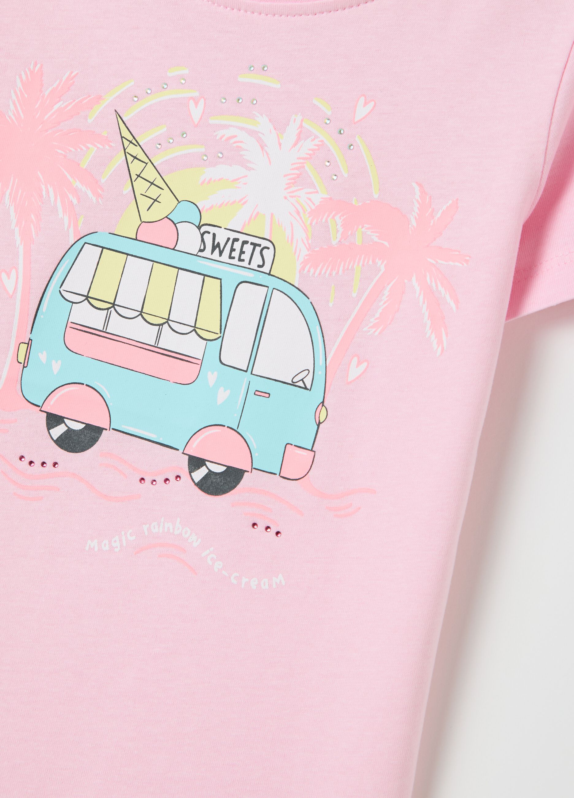 Pink T-shirt in cotton with print