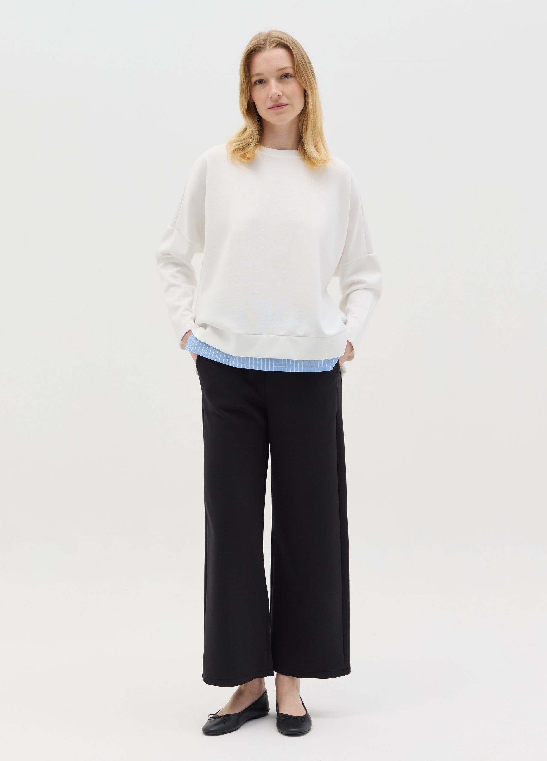 Black palazzo trousers with drawstring
