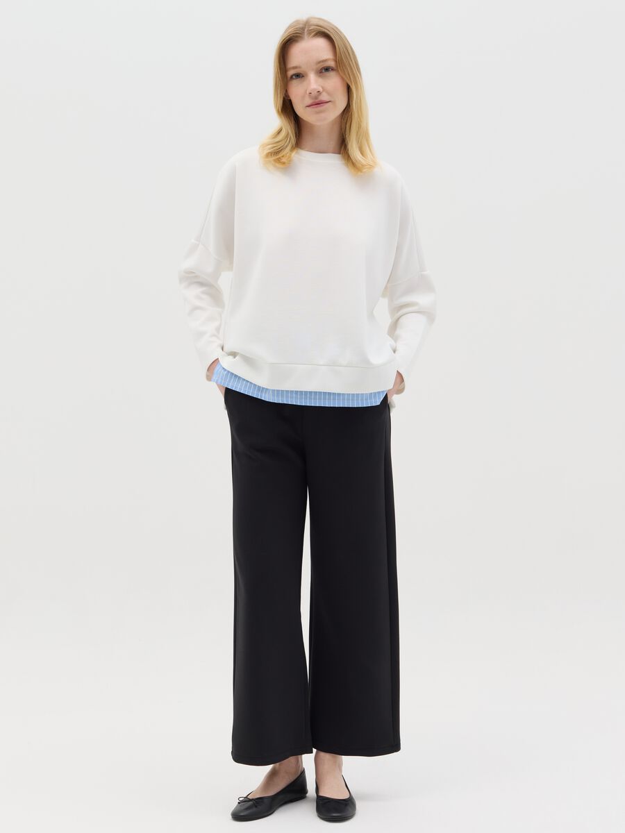 Black palazzo trousers with drawstring_0