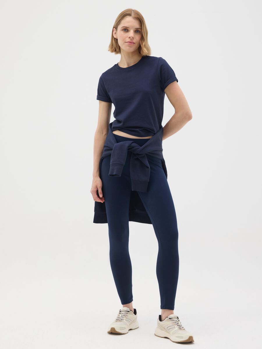 Leggings in cotone elasticizzato blu skinny_0