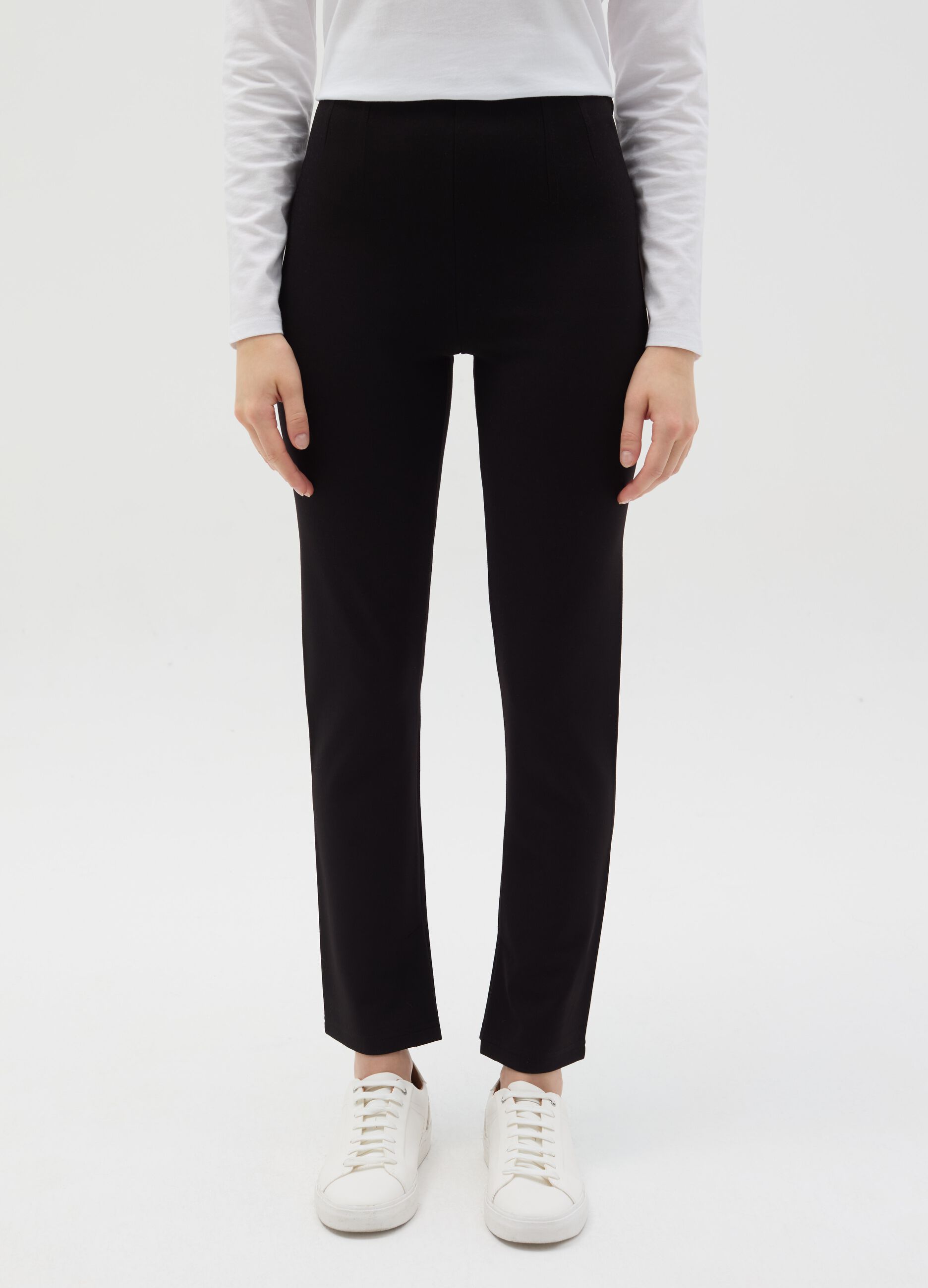 Solid colour stretch leggings