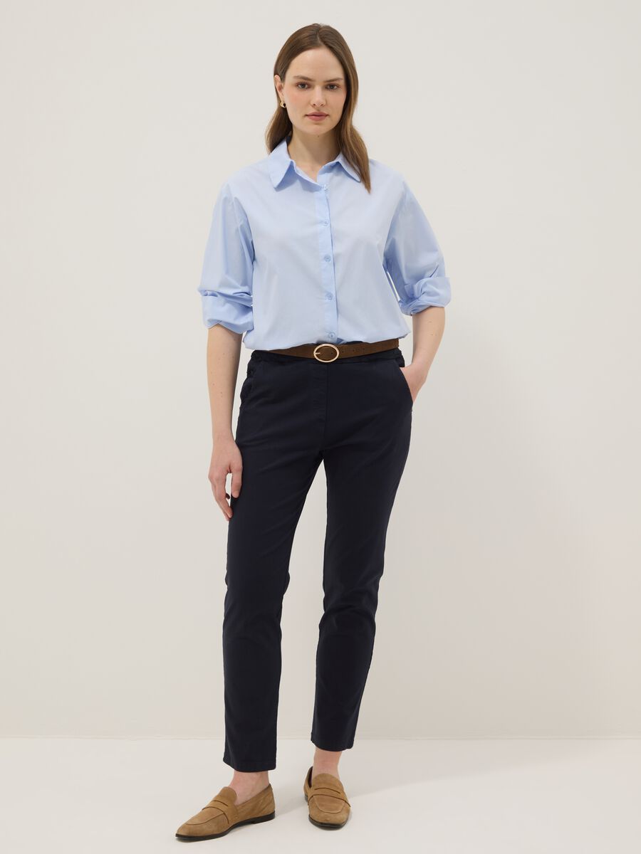 Camicia azzurra in puro cotone slim fit_2