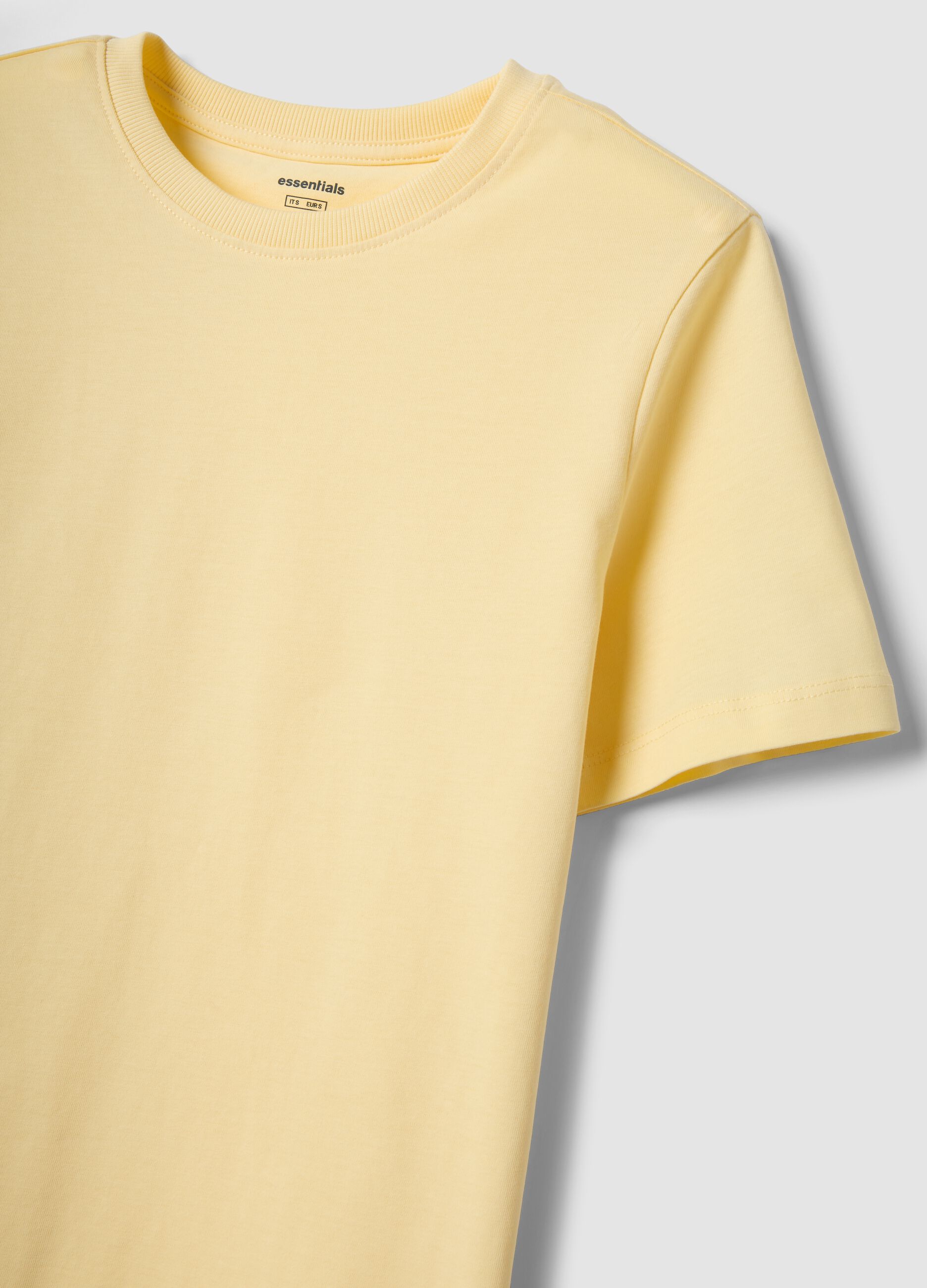 Yellow organic cotton short-sleeve T-shirt