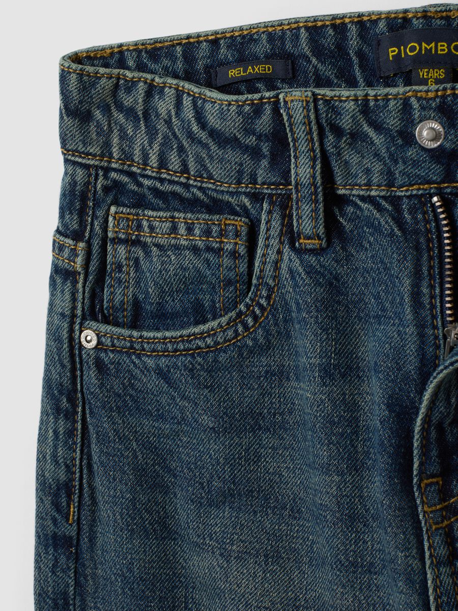 Jeans blu in puro cotone skater fit per bambino_3