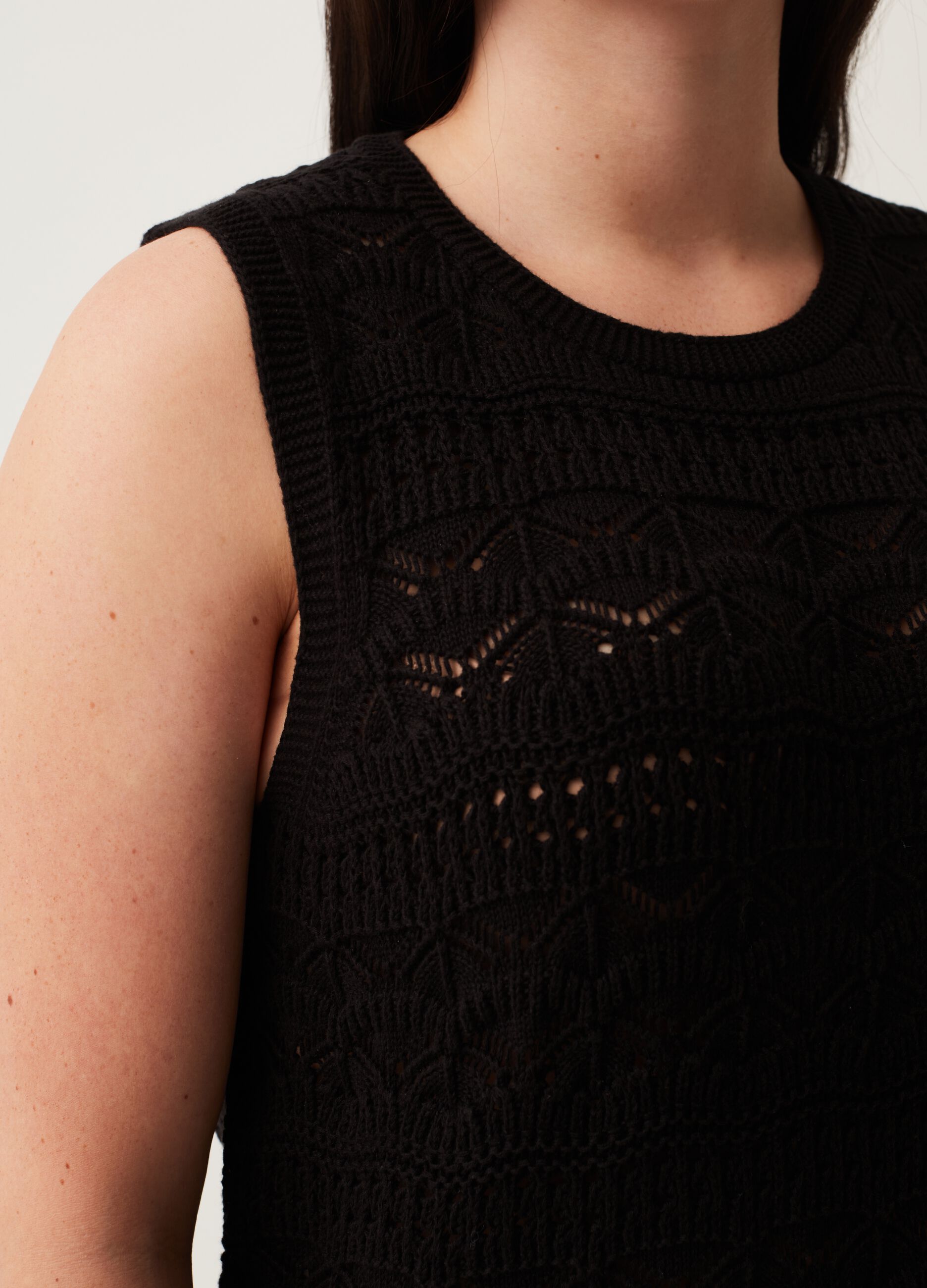 Tank top in cotone crochet Curvy MYA_3
